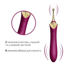 Вагінально-кліторальний вібратор Zalo — Bess Velvet Purple, мультифункціональний із насадками. Photo 3