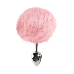 Металевий анальний затор М Art of Sex - Metal Butt plug Rabbit Tail, Ніжно-рожевий. Photo 2