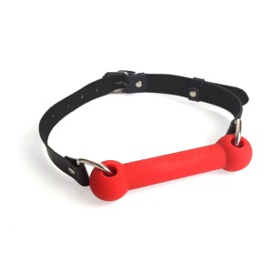 Кляп Палиця, силікон та натуральна шкіра, Art of Sex - Gag Stick Silicon, Червоний. Photo 2