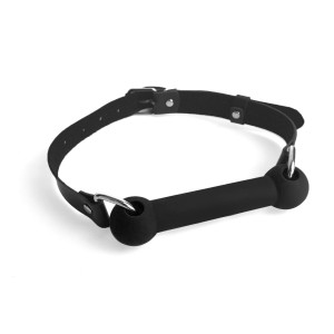 Кляп Палиця, силікон та натуральна шкіра, Art of Sex - Gag Stick Silicon, Чорний. Photo 2