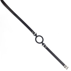 Кляп силіконове кільце натуральна шкіра, Gag Ring внутрішній діаметр кільця 40 мм, Чорний. Photo 3