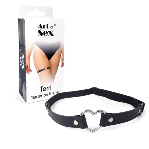 Гартер на ногу Серце з натуральної шкіри Art of Sex - Terri, колір Чорний (1шт.). Photo 3