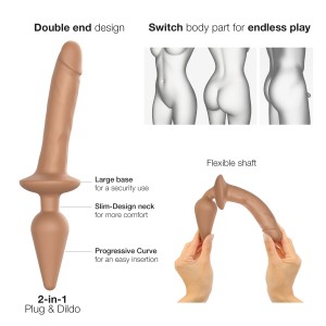 Анальна пробка з дилдо 2в1 Strap-On-Me SWITCH PLUG-IN REALISTIC DILDO Caramel S, діаметр 3,3/2,9 см. Photo 2