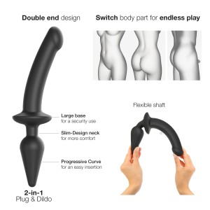 Анальна пробка з дилдо 2в1 Strap-On-Me SWITCH PLUG-IN DILDO Black XXL, діаметр 5,2/3,9 см. Photo 2