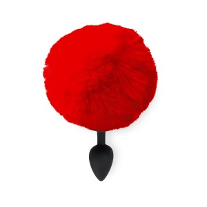 Силіконова анальна пробка М Art of Sex - Silicone Bunny Tails Butt plug Red, діаметр 3,5 см. Photo 2