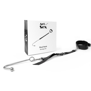 Анальний гак із нашийником з натуральної шкіри Art of Sex - Anal hook, Чорний. Photo 3