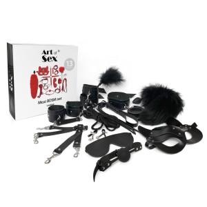 Набір Art of Sex - Maxi BDSM Set Leather, 13 предметів, натуральна шкіра, Чорний. Photo 3