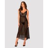 Напівпрозора довга сорочка Obsessive Estiqua chemise M/L, чорний, асиметричний крій