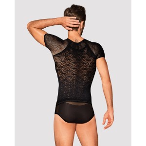 Чоловіча напівпрозора футболка з орнаментом Obsessive T102 T-shirt S/M/L, чорна. Photo 2