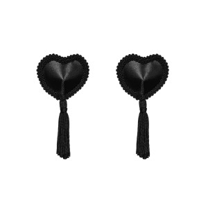 Еротичні наклейки на соски з пензликами Obsessive Tassel nipple covers black, чорні. Photo 3