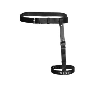 Гартер на ногу Art of Sex - Naomi з написом SEXY, натуральна шкіра, розмір XS-2XL, колір чорний. Photo 3