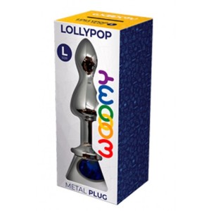 Металева анальна пробка Wooomy Lollypop Double Ball Metal Plug Blue L діаметр 3,5 см, довжина 10,5см. Photo 3