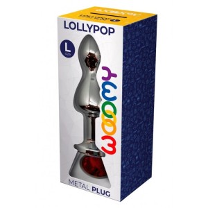 Металева анальна пробка Wooomy Lollypop Double Ball Metal Plug Red L діаметр 3,5 см, довжина 10,5 см. Photo 3