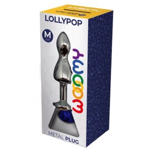 Металева анальна пробка Wooomy Lollypop Double Ball Metal Plug Blue M діаметр 3,1 см, довжина 9,4 см. Photo 3