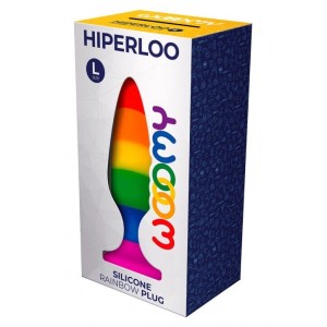 Силіконова анальна пробка Wooomy Hiperloo Silicone Rainbow Plug L, діаметр 3,9 см, довжина 13,1 см. Photo 3