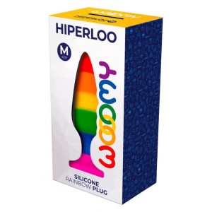 Силіконова анальна пробка Wooomy Hiperloo Silicone Rainbow Plug M, діаметр 2,9 см, довжина 11 см. Photo 3