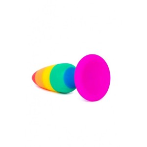 Силіконова анальна пробка Wooomy Hiperloo Silicone Rainbow Plug M, діаметр 2,9 см, довжина 11 см. Photo 2