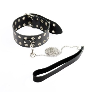 Нашийник Art of Sex - Tessa з повідцем з натуральної шкіри, колір чорний. Photo 2
