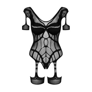 Нейлоновий бодістокінг з імітацією гартер Obsessive Bodystocking G334 S/M/L, black, з доступом. Photo 3