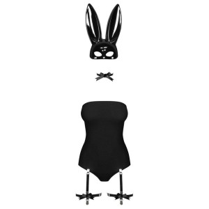 Еротичний костюм кролика Obsessive Bunny costume S/M, black, боді, чокер, гартери, панчохи, маска. Photo 3
