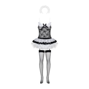 Еротичний костюм покоївки зі спідницею Obsessive Housemaid 5 pcs costume S/M, black, топ, спідниця, . Photo 3