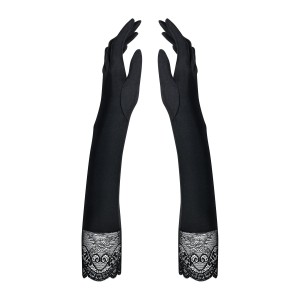 Високі рукавички з каменями та мереживом Obsessive Miamor gloves, black