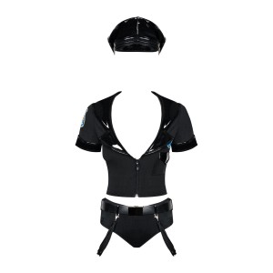 Еротичний костюм поліцейського Obsessive Police set S/M, black, топ, шорти, кепка, пояс, портупея. Photo 2