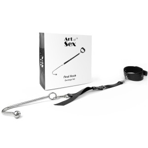 Анальний гак 2 із нашийником з натуральної шкіри Art of Sex - Anal hook, Чорний. Photo 2