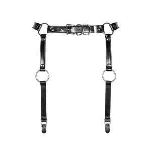 Гартери Obsessive A741 garter belt black O/S, штучна шкіра. Photo 2