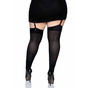 Щільні непрозорі панчохи Leg Avenue Nylon Thigh Highs Black, plus size. Photo 2