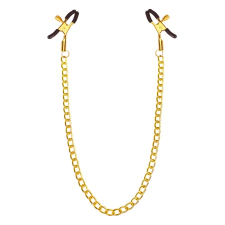 Затискачі для сосків з ланцюжком Feral Feelings - Nipple clamps Classic, золото/чорний