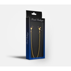 Затискачі для сосків з ланцюжком Feral Feelings - Nipple clamps Classic, золото/чорний. Photo 2