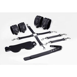 Набір для БДСМ 5 в 1 Feral Feelings BDSM Kit 5 Black, наручники, поножі, хрестовина, маска, падл