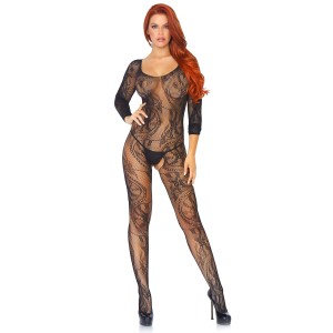 Бодістокінг Leg Avenue Swirl Lace Bodystocking One size Black, ажурна тканина, доступ. Photo 3
