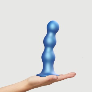 Насадка для страпона Strap-On-Me Dildo Plug Balls Blue Metallic XL. Photo 2
