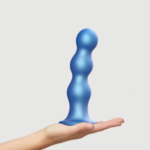 Насадка для страпона Strap-On-Me Dildo Plug Balls Blue Metallic XXL. Photo 2
