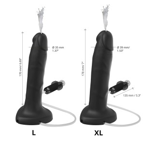 Фалоімітатор, що кінчає Strap-On-Me SQUIRTING CUM DILDO REALISTIC Black XL. Photo 3
