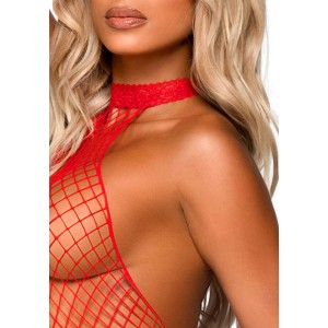 Бодістокінг Leg Avenue Racer neck bodystocking Red. Photo 3