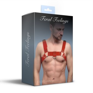 Чоловіча портупея на груди Feral Feelings - Bulldog Harness Red. Photo 3